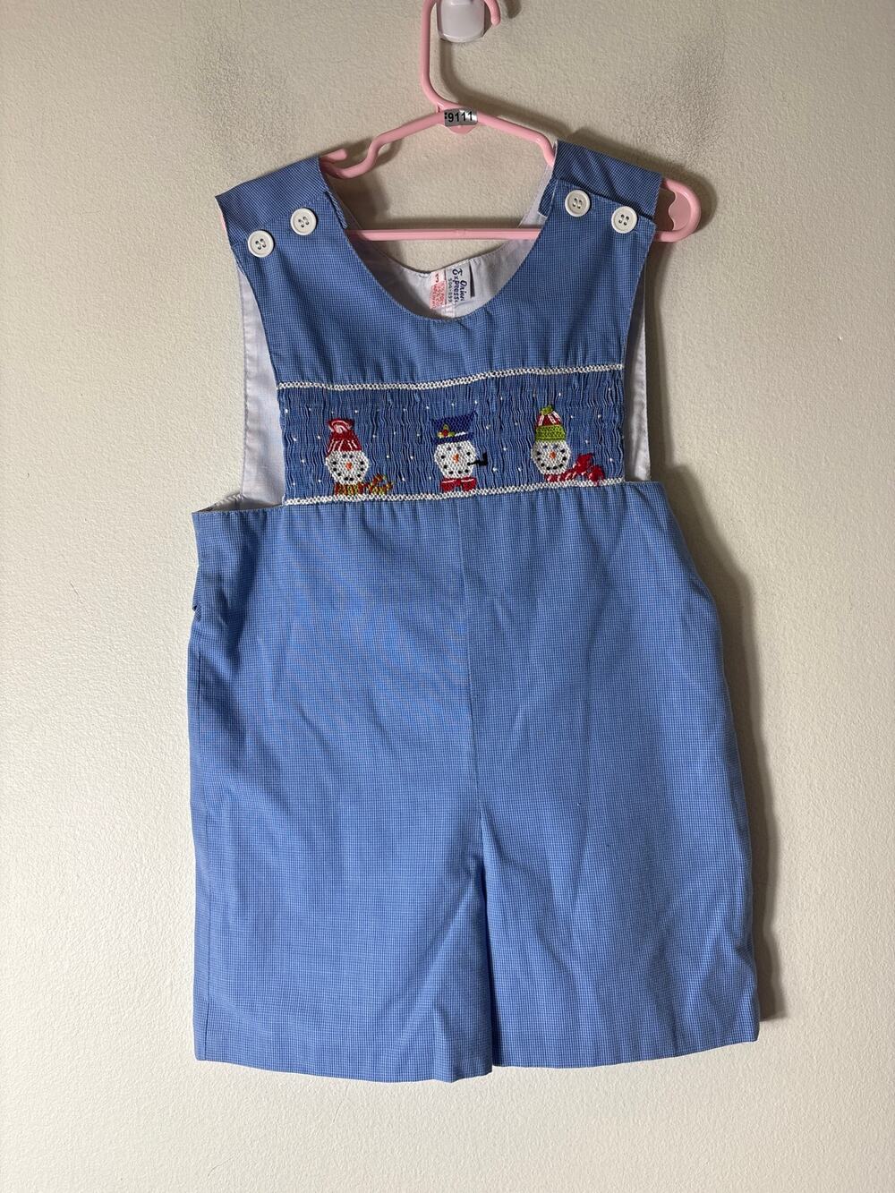 Boys Vintage Imp Originals Blue jon jon smocked snowman Sz 3T